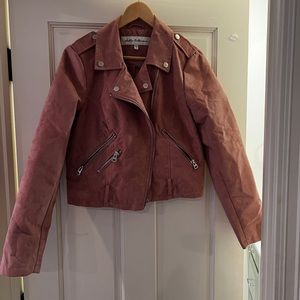 pink leather jacket